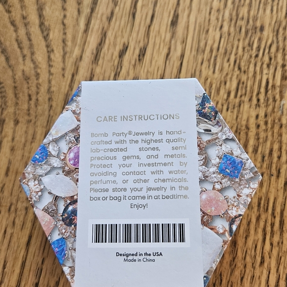 Bomb Party October Earrings. Lab Grown Milky White Opal. - Picture 3 of 3